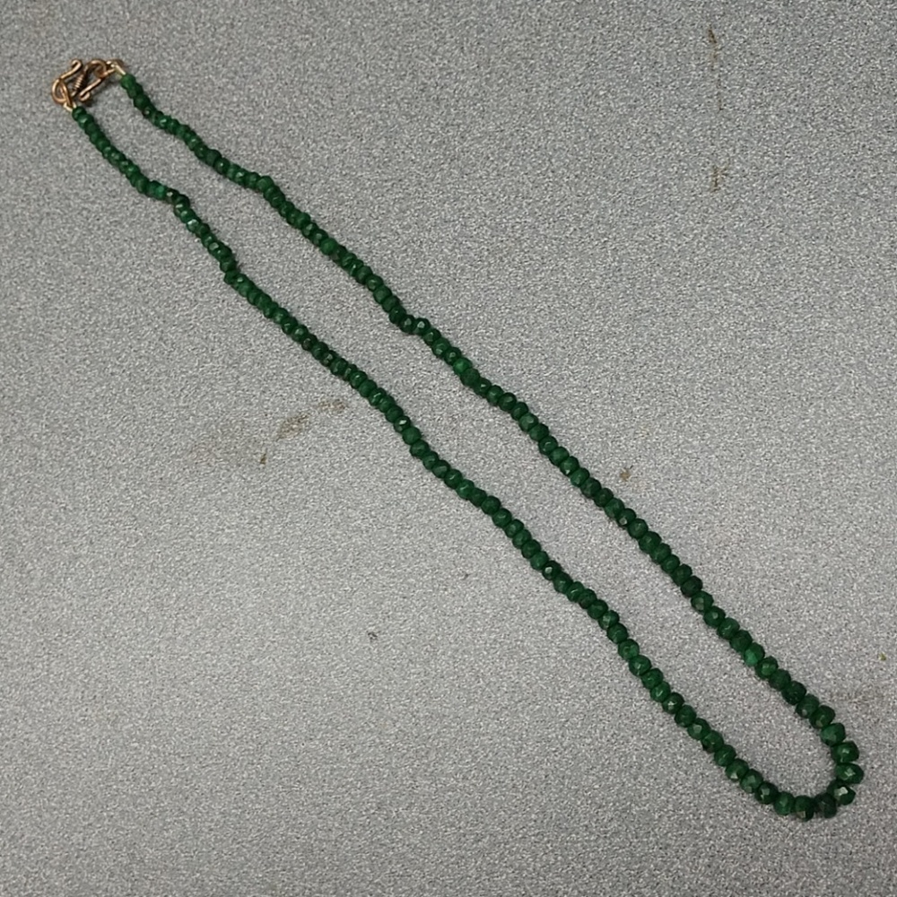 Genuine Emerald Faceted Rondelles Necklace.